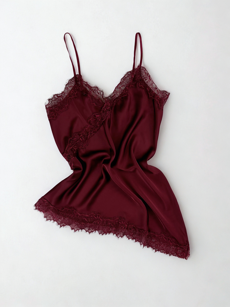 Ayla – Maglietta in Pizzo Bordeaux